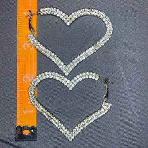 2inch rhinestone heart earrings
